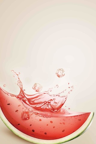 粉红水波水果矩形杯子简约西瓜汁果汁饮品夏天夏季红海报景展板